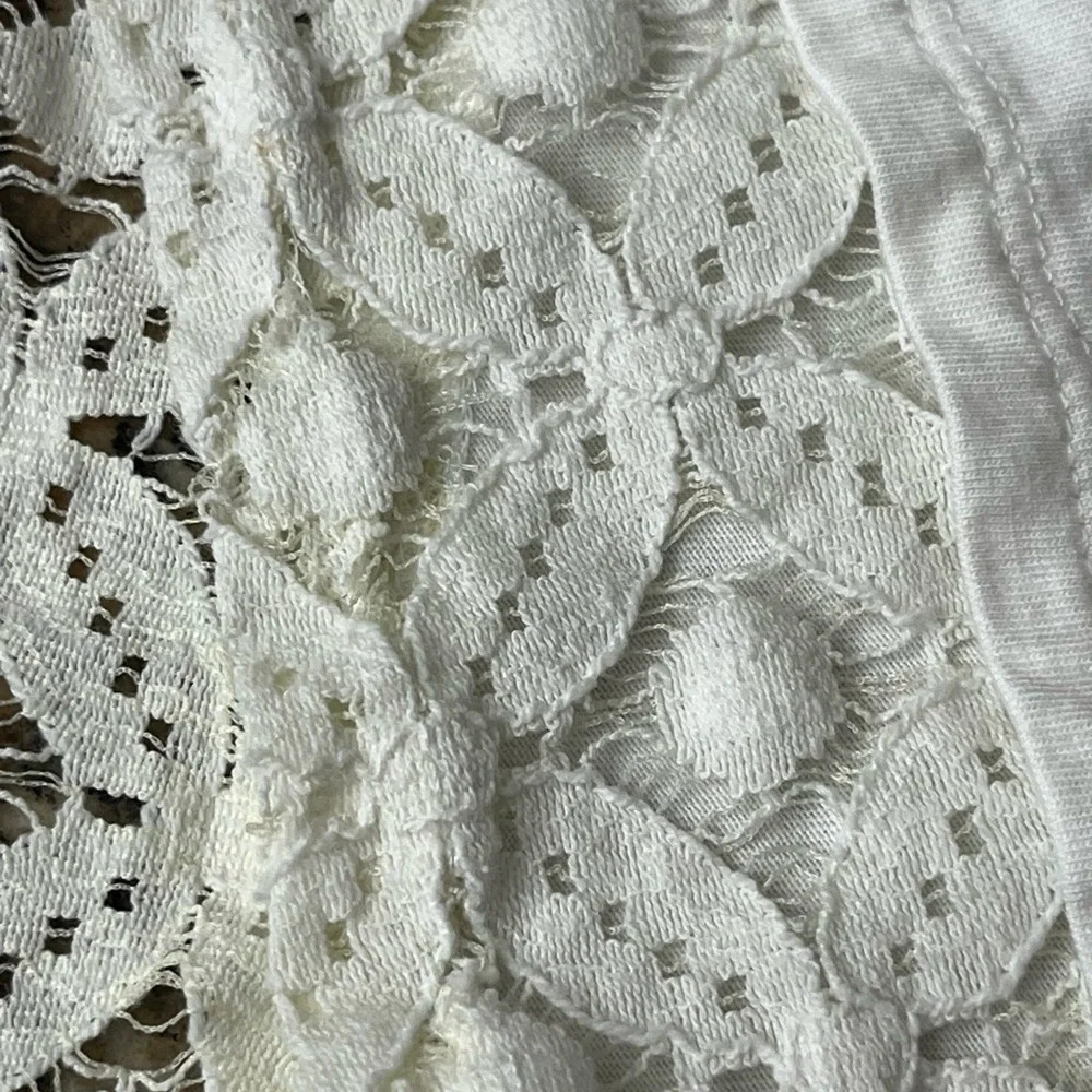 Chico’s White Cotton Slub Lace Hem Tunic Top Women’s 3 (XL) – Boho Modest - Picture 10 of 11